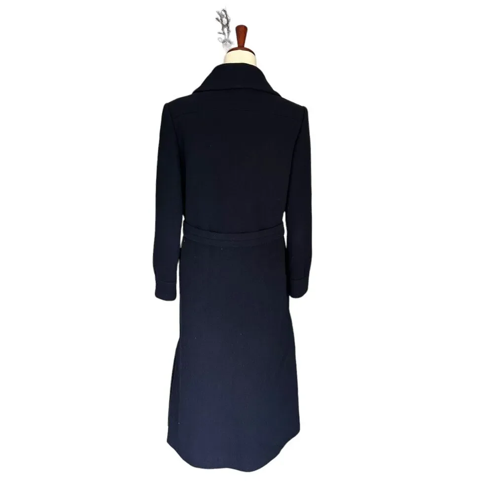 Jacques Tiffeau‎ Women's Vintage VTG Navy Blue Wool 1960s Trench Peacoat Small